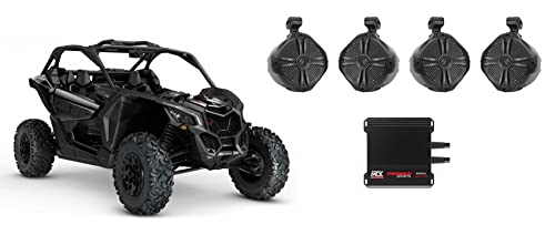 Rockville Bundle: 4 parlantes 8" 300W marina con amplificador 400W