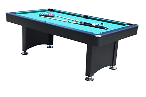 Premium Pool Billardtisch 7ft groß Tischbillard schwarz grünes Spieltuch mit Zubehör – Bild 4