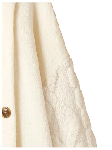 SweatyRocks Girl's Button Front Fuzzy Dress Asymmetrical Long Sleeve High Neck Dresses4