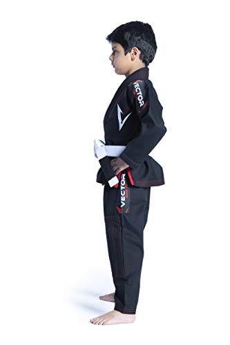 Vector Sports Brazilian BJJ Gi Jiu Jitsu Gi for Child Kids Gi Uniform Durable Pant & Jacket 100% Cotton with Free Belt