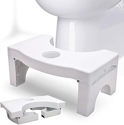 Foldable Toilet Potty Stool for Adults, 7" Heavy Duty Plastic Portable Squatting Poop Foot Stool with Freshener Space, Bathroom Non-Slip Toilet Assistance Step Stool - Healthy Gifts for Kids Seniors