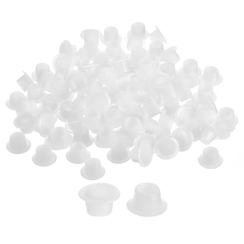 Image of uxcell 200Pcs Screw Hole Plugs, 8mm(5 /16 inch) Dia Plastic Snap in Shelf Button Flush Type Caps for Furniture Cabinet Cupboard, Clear