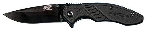 Faca dobrável Smith & Wesson de aço inoxidável M&P Bodyguard de 16,5 cm com lâmina de 7 cm e cabo de nylon para atividades ao ar livre, táticas, sobrevivência e EDC, multicolorido