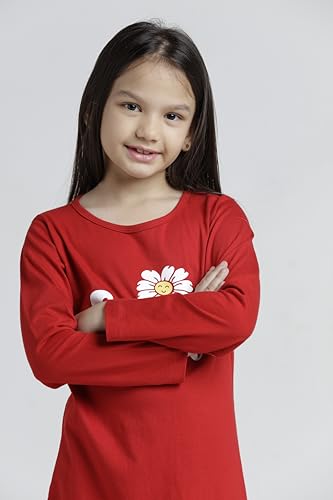 Image of T2F Girls Cotton Printed Regular Fit Full Sleeve Knee Length Nightgown (Pack of 3)