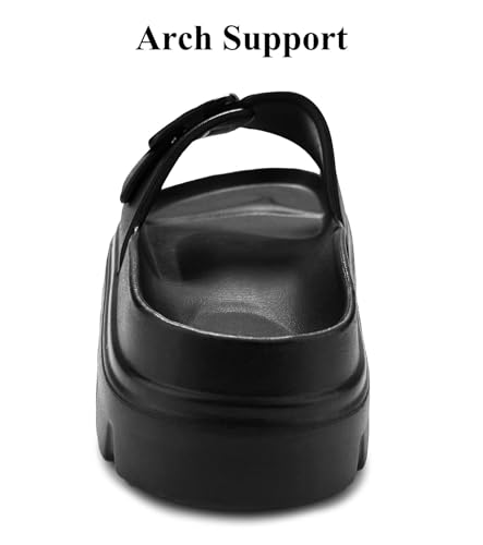 Image of Haifago Womens Platform Sandals with Arch Support, Summer Beach Slides with Adjustable Buckle, Comfort Lightweight Chunky Cushion Slip on Sandal