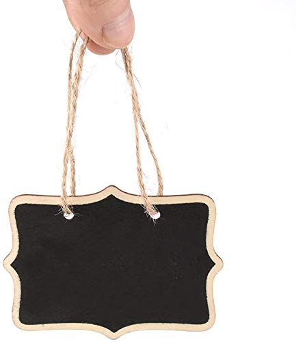 Image of CVANU 15 Pcs Mini Chalkboards Signs Hanging Rectangle Chalkboards Double Sided Blackboard Message Board Hanging Signs for Weddings, Kids Crafts C-1