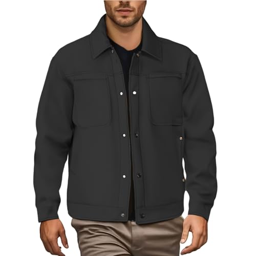 Generisch Chaqueta de cuero para hombre de gran tamaño: chaqueta de piel sintética con muchos bolsillos chaqueta de motocicleta chaqueta bomber ligera chaqueta motera vintage chaqueta exterior clásica