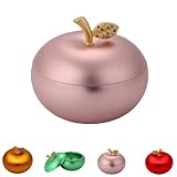 Aoccqkf蓋付き アルミ合金 リンゴ型 小物入れ アクセサリー ジュエリーボックス 火消し 室内 屋外 オフィス 装飾 防臭 飛散防止 遮煙 大容量 プレゼント おもしろ雑貨 携帯用 (ピンク)