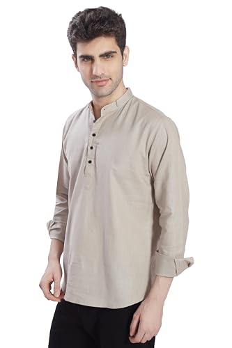 Image of DIVISIVE Men's Slim Fit Full Sleeves Cotton Short Kurta