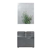 L'ensemble d'armoires de salle de bains offre un design de façade sans poignée et un espace de rangement suffisant. Différents ensembles de la série peuvent être combinés.