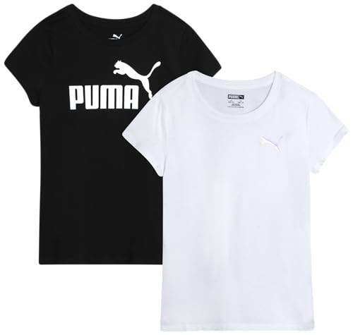 Image of PUMA Girls T Shirts - 2 Pack Short Sleeve Logo Graphic Tees - Casual Everyday Athletic Shirts for Girls (Sizes: S-XL)