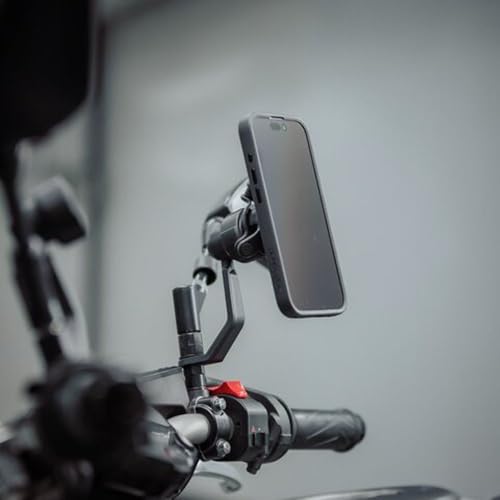 Image of Quad Lock Mirror Stem Motorcycle Phone Mount with Vibration Dampener and MAG Phone Case for iPhone 17 Pro