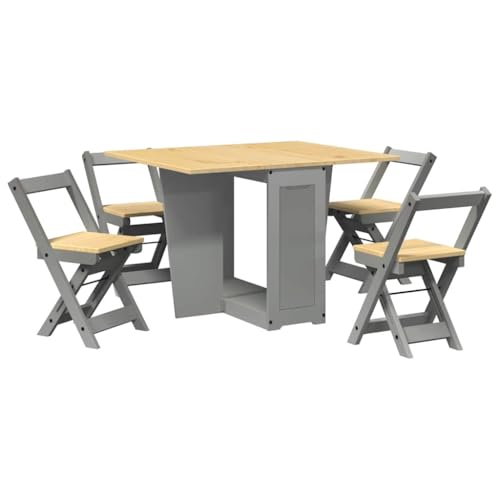 vidaXL Ensemble à Manger Papillon 5 pcs Corona Pliable Gris Bois pin, Ensemble de Table à Manger, Table et chaises à Manger, Table et chaises Pliantes