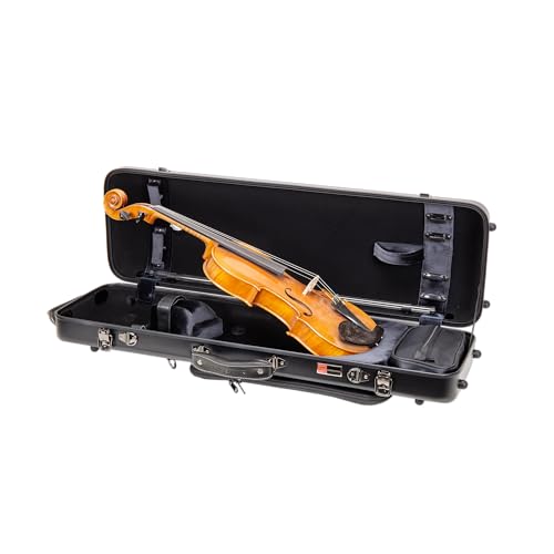 Crossrock Poly Carbon Oblong Violin Case for 4/4 Full-Size | Matte Black Finish, Hygrometer, Music...