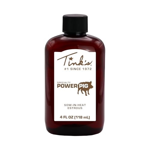 TINK'S Synthetic Power Pig Attractant Liquid Sow-in-Heat Boar Urine Scent for Hunting (4 oz) – Long Lasting Sow-in-Heat Boar Urine Hunting Scents – Hunting Lure/Attractant – Advanced Hog Lure