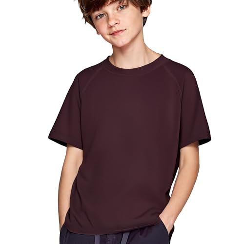 Merino Wool Shirt Kids Base Layer, Lightweight & Breathable Boys Undershirt, Moisture-Wicking Short Sleeve Black