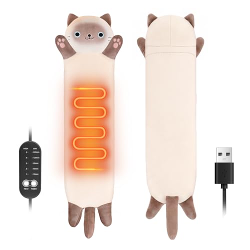 Image of Cat Heating Pad for Period Cramps Menstrual Pain Relief, Portable Electric Heat Pads USB Powered, Cute Stuff Cats Stuffed Animals Funny Gifts for Women Teen Girls Cat Lovers Birthday Easter Christmas