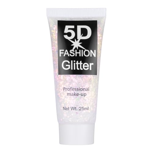 AYBUY Purpurina Cara Gel, 25ml Festival Gel Purpurina Liquida Corporal, Gel Chunky Glitter Corporal para Carnaval, Festival, Mascarada y Maquillaje de Fiesta (Polvo Transparente)