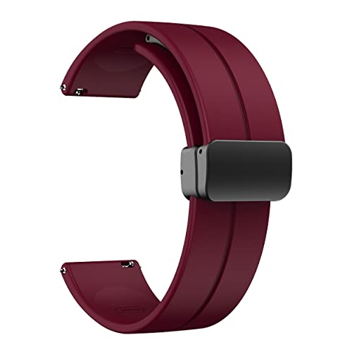 Image of Magnetic Watch Band 16mm 18mm 19mm 20mm 22mm - Quick Release - Skin-Friendly Soft Silicone Sport Watch Band for Men Women, Magnetic Folding Clasp Silicone Strap