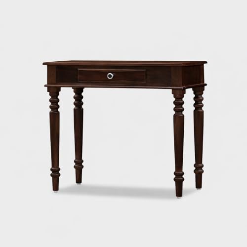 Image of Study Table with Chair for Students Study Desk Table Office Table for Work from Home Writing Office Desk Computer Desk (Dark Walnut)