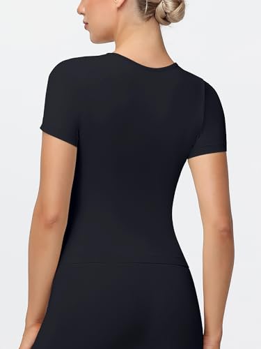 MCEDAR Womens Seamless Soft Smoothing T-Shirts Short Sleeve Slim Fit Basic Tees Crew Neck Casual Shirts2