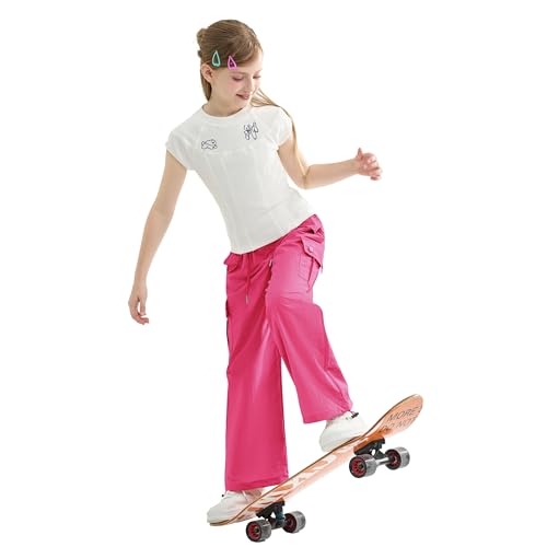 Image of Rolanko Parachute Pants for Girls Y2K Cargo Trousers with Pockets Harajuku Jogger Pants Kids 4-14 Years