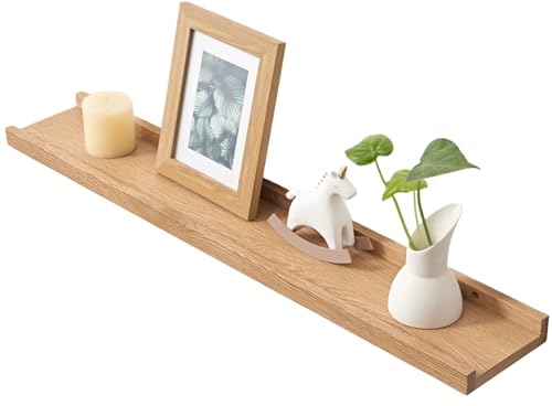 Gieanoo Bilderleiste Holz,120cm Eiche Wandregal Holz Regal Massiv...