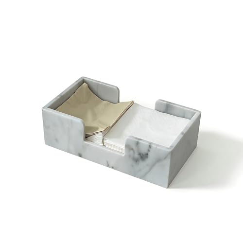 Boîte à mouchoirs en pierre marbre blanc rectangle pour table moderne - 2