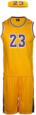 #23 Boys Basketball Jersey Outfit Athletic Tank Top Uniform T-shirts Shorts Headband Set Gift for Fans Teens Youths