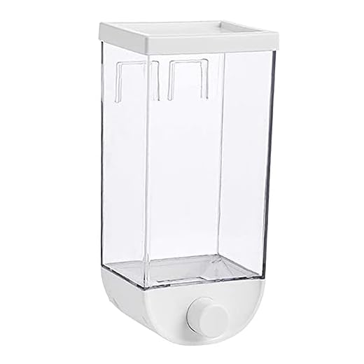 Mediawave Store - WOOCereal - Dispensador contenedor de 1,5 kg para cereales frutos secos y legumbres pasta y arroz 210245, dispensador de cereales de pared, dispensador de maíz, color blanco