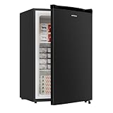 BANGSON 3.0 Cu.ft Compact Upright Freezer, Energy-Saving Mini Freezer with Adjustable Thermostat, Removable Shelves, Reversible Door, Ideal for Dorm/Office/Apartment, Black