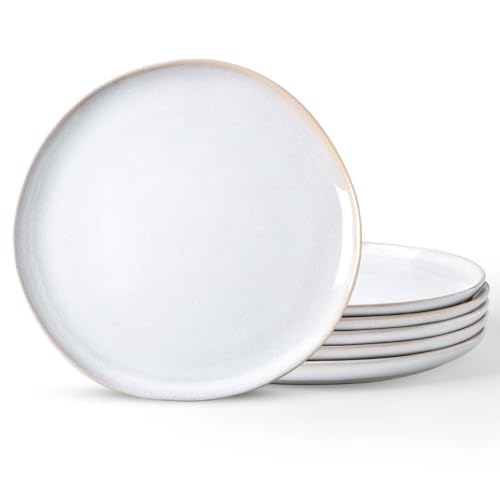 AmorArc Ceramic Plates Set of 6, 8.5 Inch Handmade Reactive Glaze Stoneware Plates set for Dessert, Salad, Appetizer, Small Dinner Plates, Microwave & Dishwasher Safe, Scratch Resistant