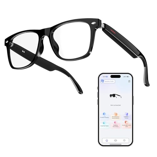 WGP Smart Glasses with AI Translation, Support 110+ Languages, Blue Light Blocking Glasses, Voice Recorder with App, Open Ear Headphones, Bluetooth Audio Glasses for Woman&Man(Black)