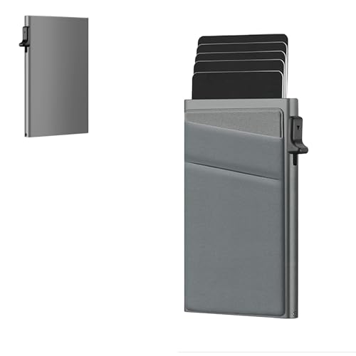 Slim Card Holder Wallet for Men,RFID Blocking,Minimalist Pop Up Card Holder,Can holds 10+ Cards,Gifts for Men (Grey)