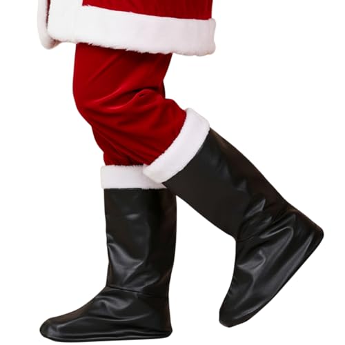 SHATCHI Botas de Natal para festa de fantasia, acessórios de fantasia de pai Natal, capas de sapatos, para homens, mulheres, preto, tamanho único