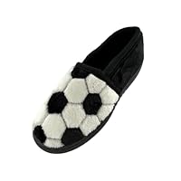 DUNLOP Boys Football Slippers Plush Velour Slip On Memory Foam Indoor Shoes Non Slip Sole Warm Cosy Gift for Kids UK Sizes 10 to 2