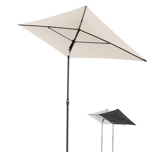 Doppler Parasol Rethink 180x120cm en Naturel, rectangulaire et inclinable, Ouverture Manuelle, Housse Incluse – pour Balcon, terrasse ou Jardin