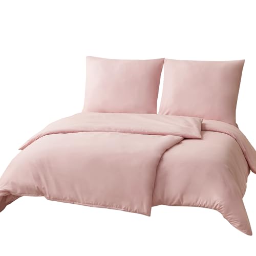 RUIKASI Bettwäsche 135x200 Rosa 4teilig - Hellrosa Mikrofaser Bettwäsche-Sets Oeko-TEX, 2 Bettbezüge 135x200cm + 2 Kissenbezüge 80x80cm mit...