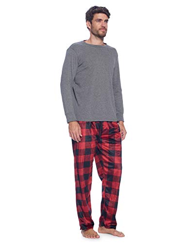 Ashford & Brooks Mens Fleece Pajamas Set, Winter Pajamas for Men Knit Top and Fleece Bottom Pajama Pjs Set2