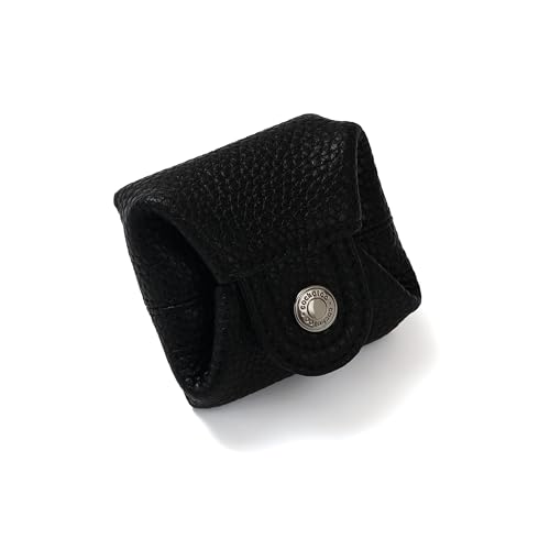 Image of Cockatoo Genuine Leather Coin Pouch Change Holder, Mini Snap Pocket Wallet for Men Women (Black, Small)