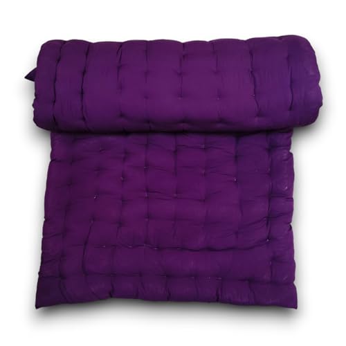 Image of ATOOTFUSION Soft Cotton Quilt Mattress Foldable for Floor Light Weight Filled Single Firm Cotton Quilt Mattress Gadda 1 Sleeping Capacity 3 x 6 ft or 72 x 36 Inches Purple