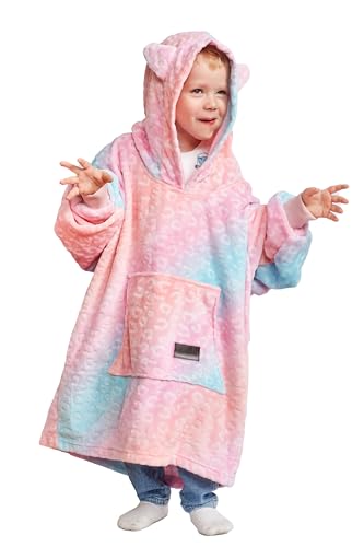 Image of Catalonia Oversized Blanket Hoodie Sweatshirt, Fleece Pullover with Large Front Pocket, for Adults Men Women, Cat Rainbow, 4-12 Years