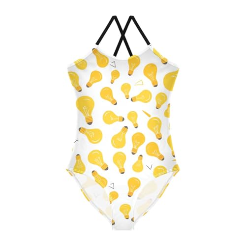 Yellow Light Bulb Girls One Piece Swimsuits Sport Halter Swimwear Beach Bathing Suit 3T