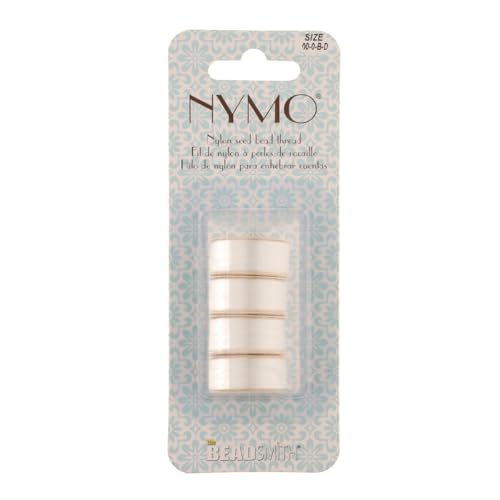 The Beadsmith Nymo Thread White Color Size Assortment 00 0 B & D Made of Nylon Bead Embroidery & Weaving Off Loom & Loom Work for Jewelry Making Tassels Fringes & DIY Craft Projects