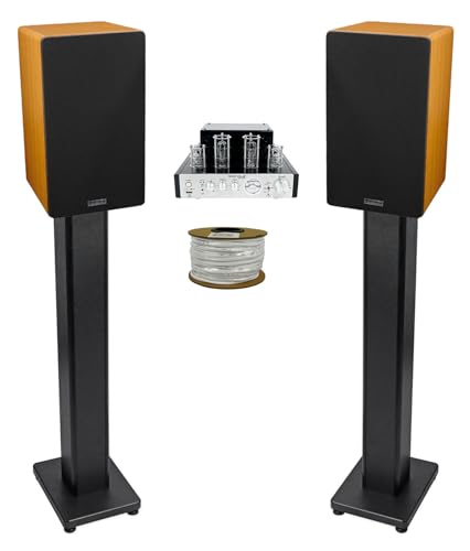 Rockville BluTube 70w Tube Amplifier Receiver Bundle with Rockville Blue 14G50 OFC, (2) Rockville RockShelf 64C 400w Bookshelf Speakers & (2) Rockville RHTSB 36