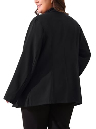 Agnes Orinda Plus Size Business Suit Blazer for Women Office Work Button Long Sleeve Black Blazers Jackets4