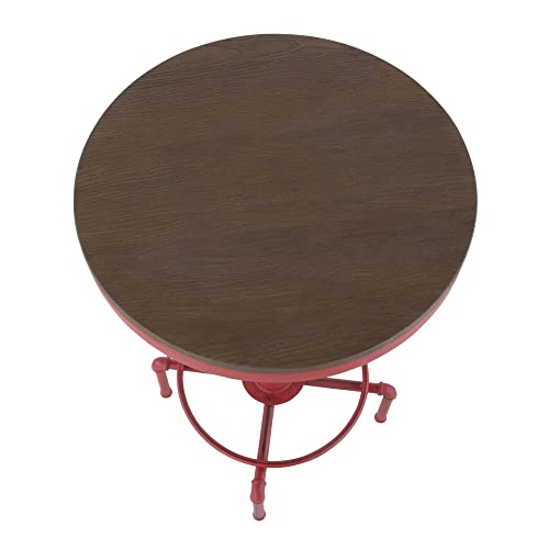 Lumisource Modern Home Decorative Furniture Hydra Industrial Bar Table In Vintage Red Metal And Brown Wood-Pressed Grain Bamboo #TOP5