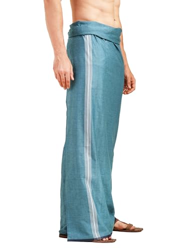 Image of 100% Cotton Stitched Lungi for Men - Premium Woven Dhoti | Traditional Single Mundu | Soft & Breathable Ethnic Wear for Daily & Festive Use (1.98 x 1.28 Meters)