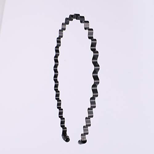 Lurrose Bandanas de metal, 2 peças, de metal, onduladas, com mola, unissex, pretas, aros de cabelo,