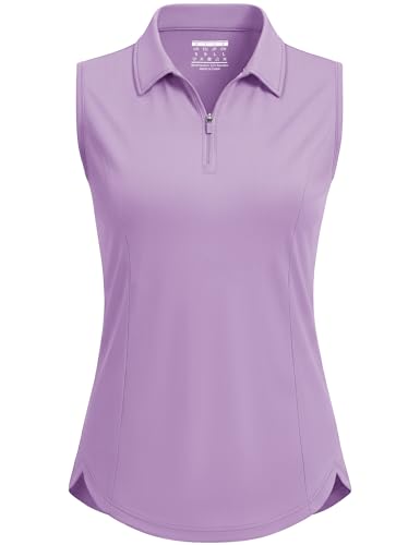 Image of MAGCOMSEN Womens Golf Shirts Sleeveless 1 /4 Zip Collared Polo Shirt UPF 50+ Quick Dry Workout Tank Tops Tennis